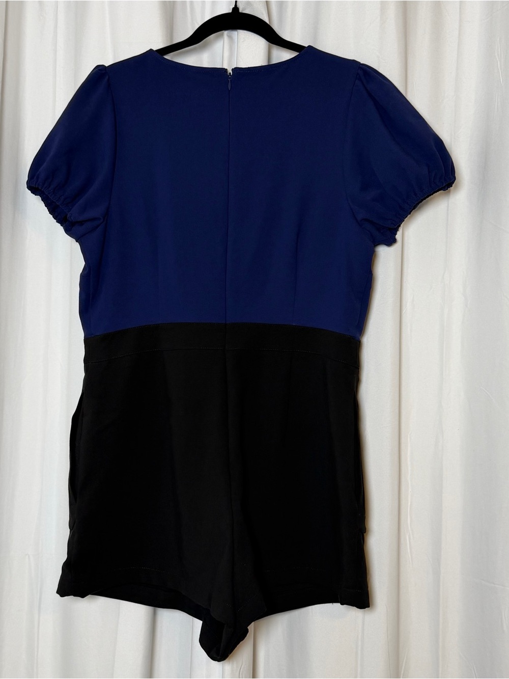 Maeve Anthropologie Puff Sleeve Colorblock Scallop Romper NWT 14 - Picture 3 of 11